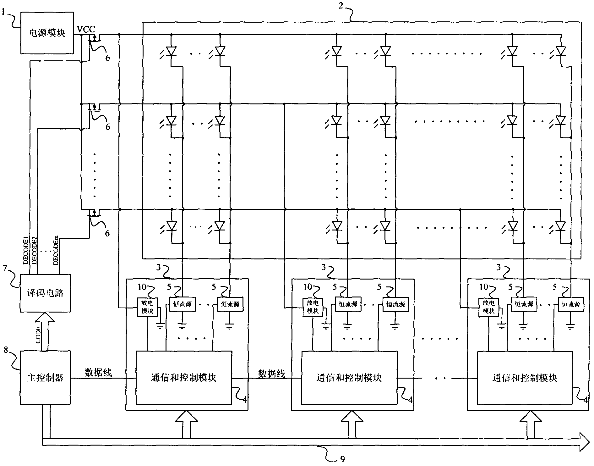 LED (light-emitted diode) display system capable of eliminating dynamic LED display ghost