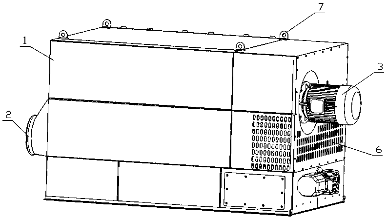 A horizontal flat cloth cylinder dust collector used for dust removal and filtration of grain storage and transportation equipment