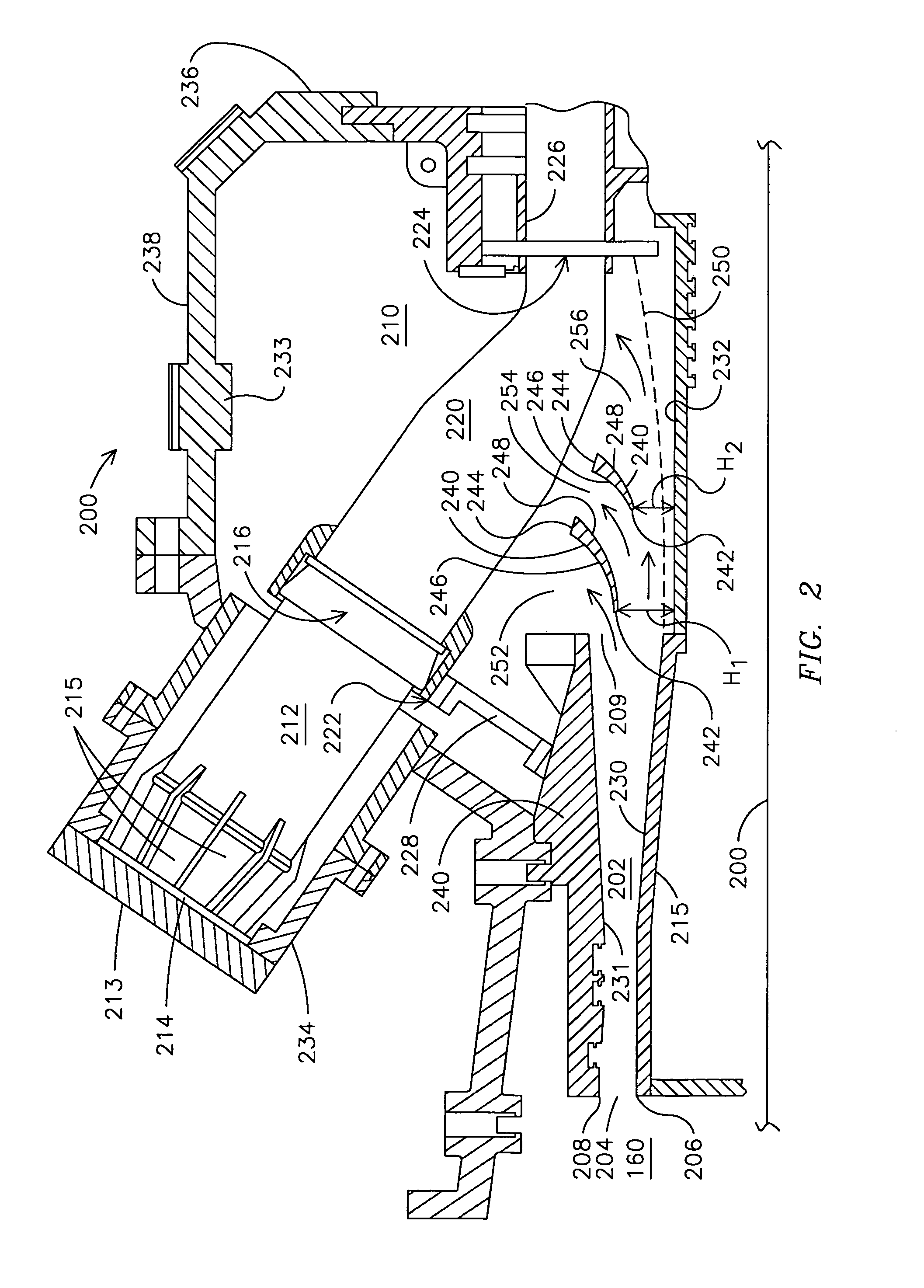 Fluid flow distributor apparatus for gas turbine engine mid-frame section