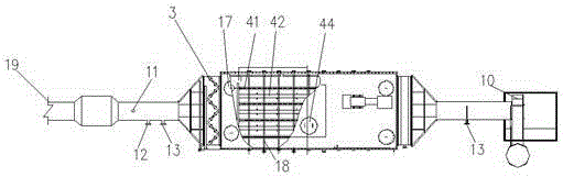 Integrated treating apparatus and treating process for exhaust gas of setting machine used in dyeing and finishing industry