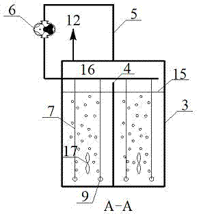 Biological wastewater treatment device implementing stirring operation by using anaerobic gas