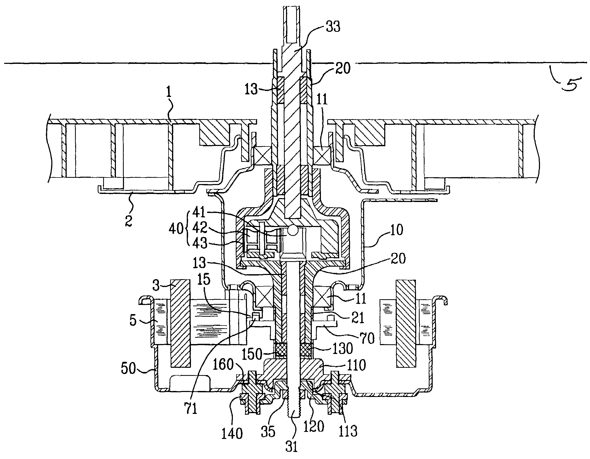 Washing machine with structure for absorbing vibration of driving part