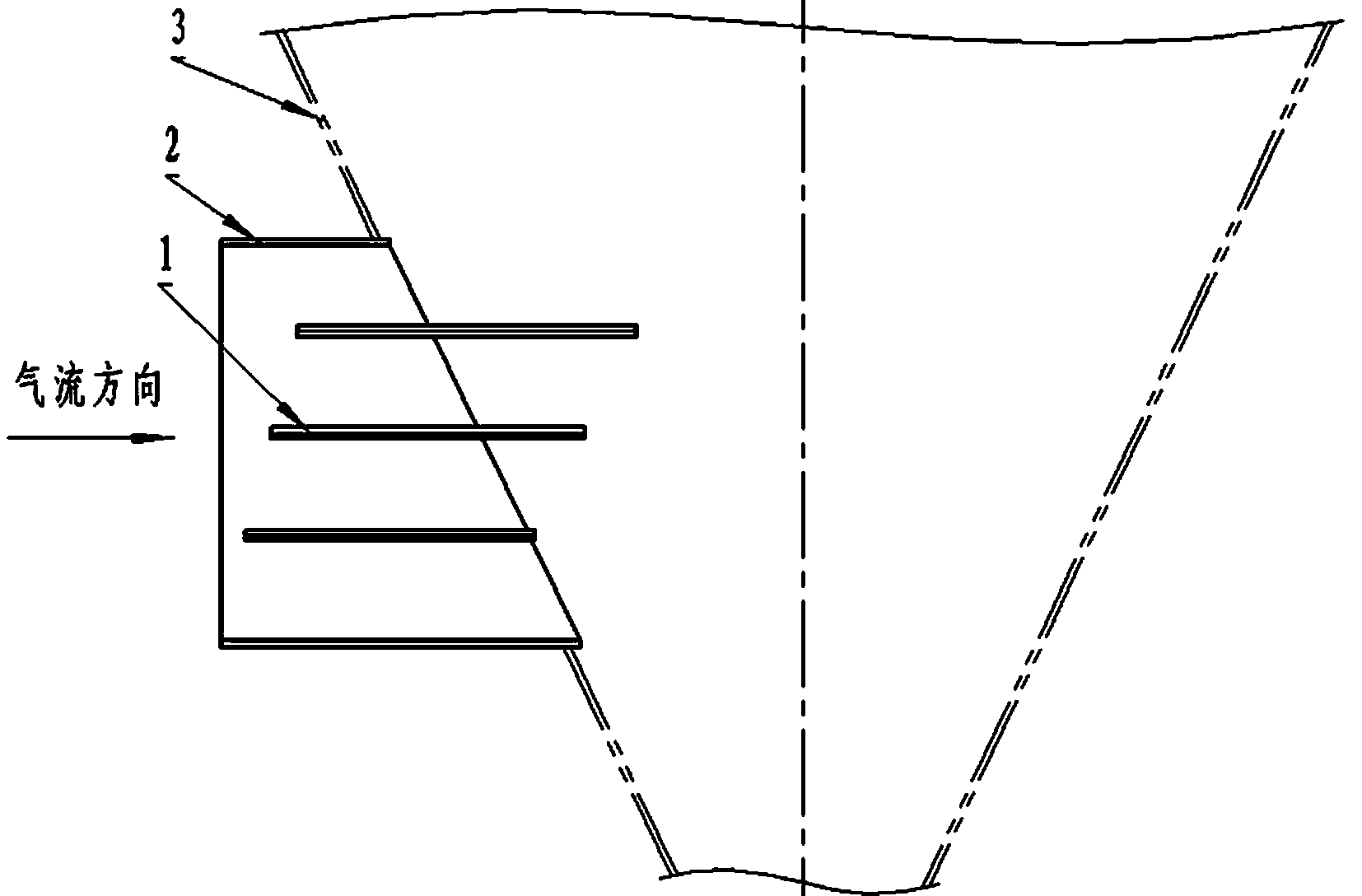 Air inlet flow rectifier for bag-type dust collector