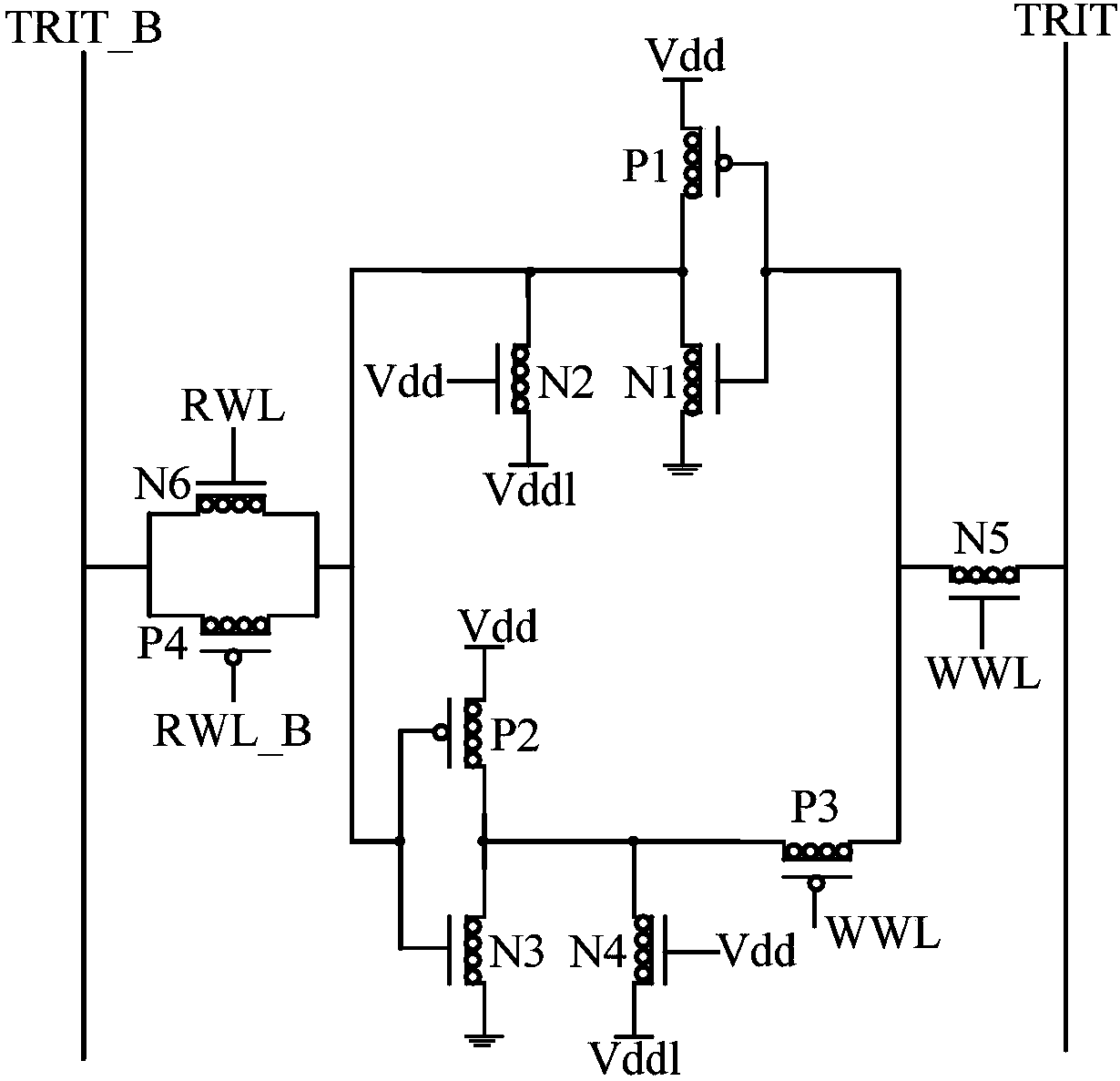 Three-value static memory using word operation circuit and CNFET