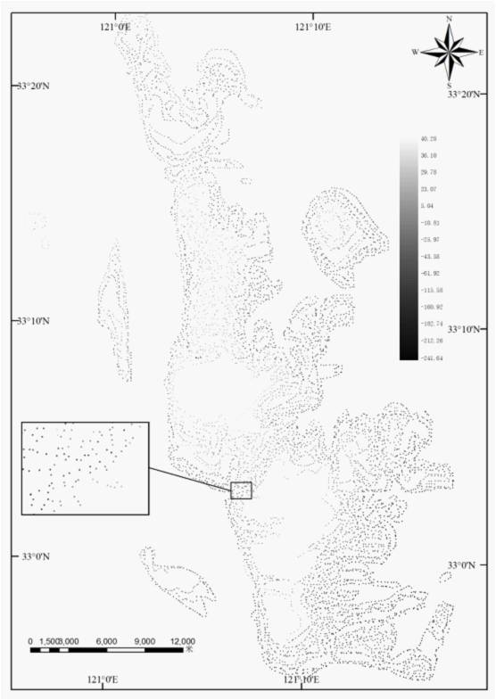 Medium-resolution remote sensing image discrete point DEM (Digital Elevation Model) construction method based on medium value filtering