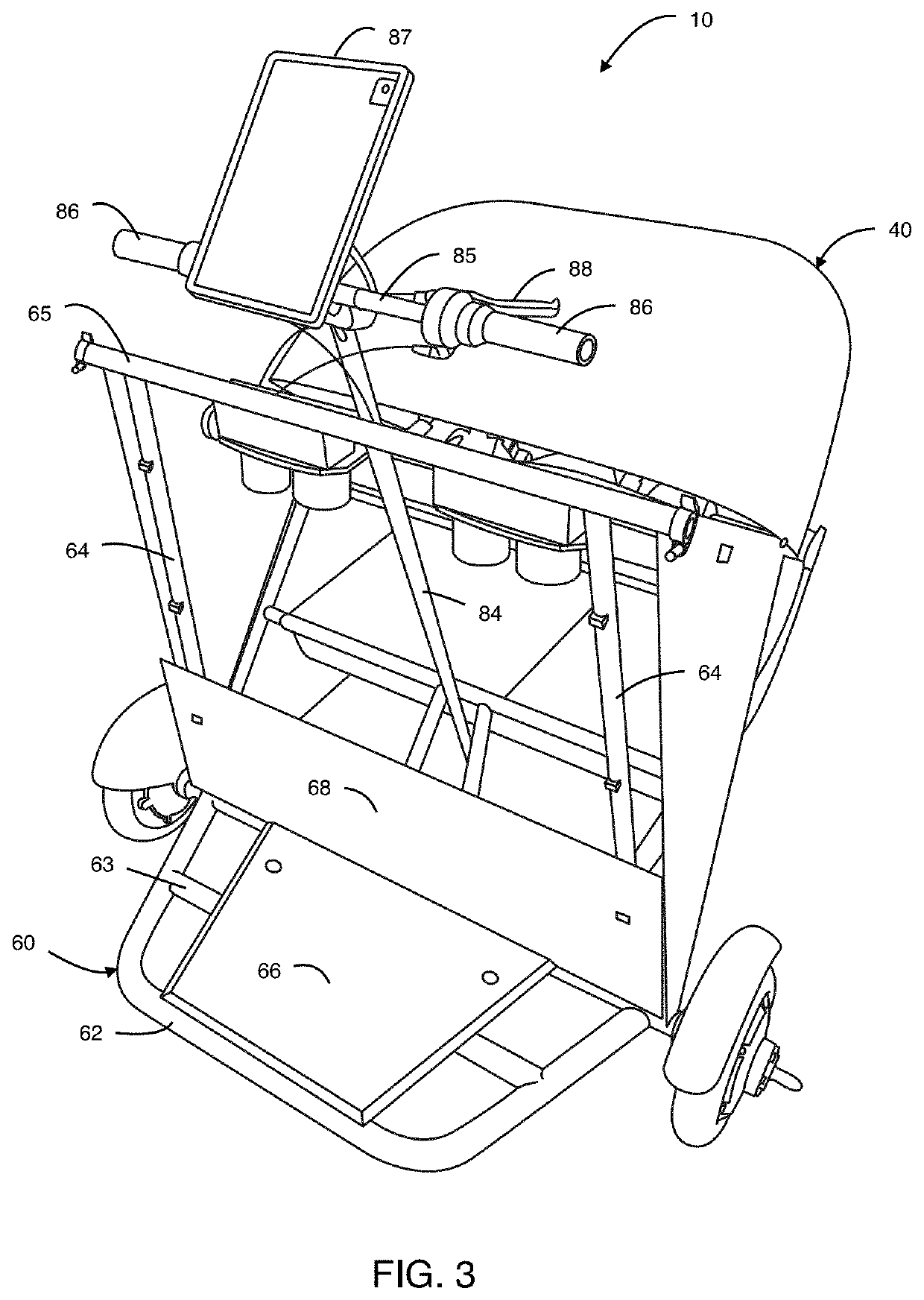 Motorized stroller having a platform and ergonomic means