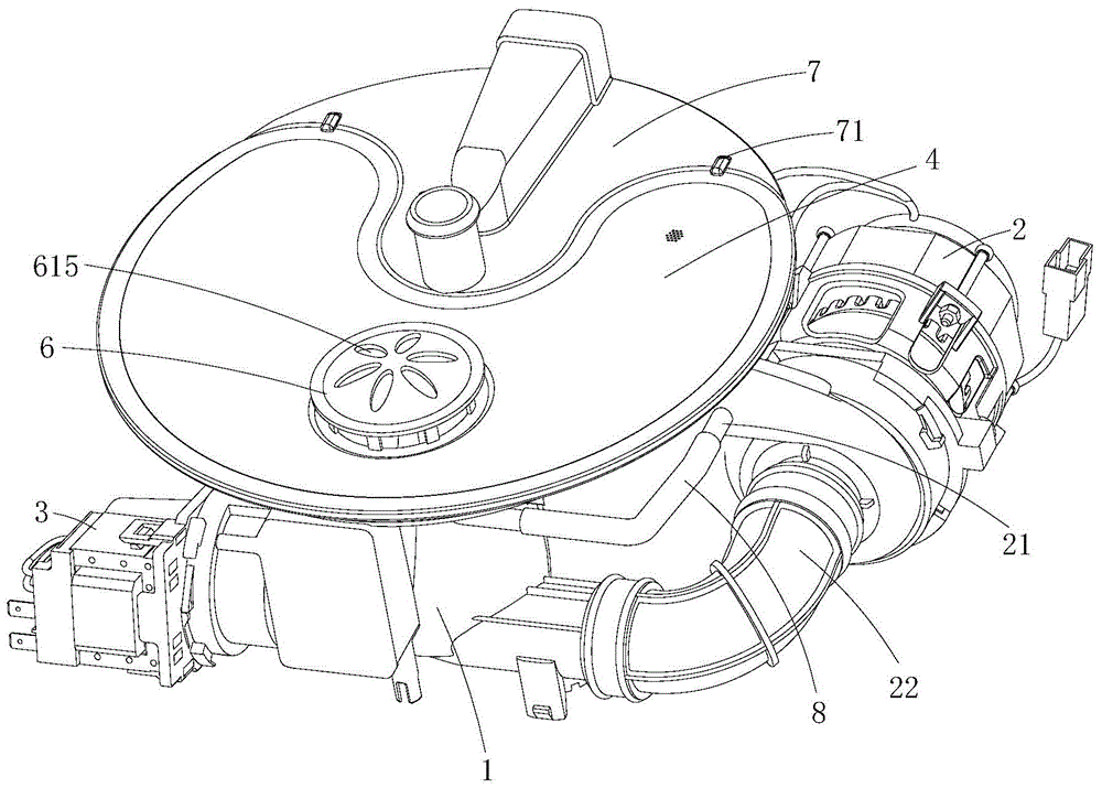 Disintegrating slag self-cleaning and filtering system for dish washing machine and dish washing machine