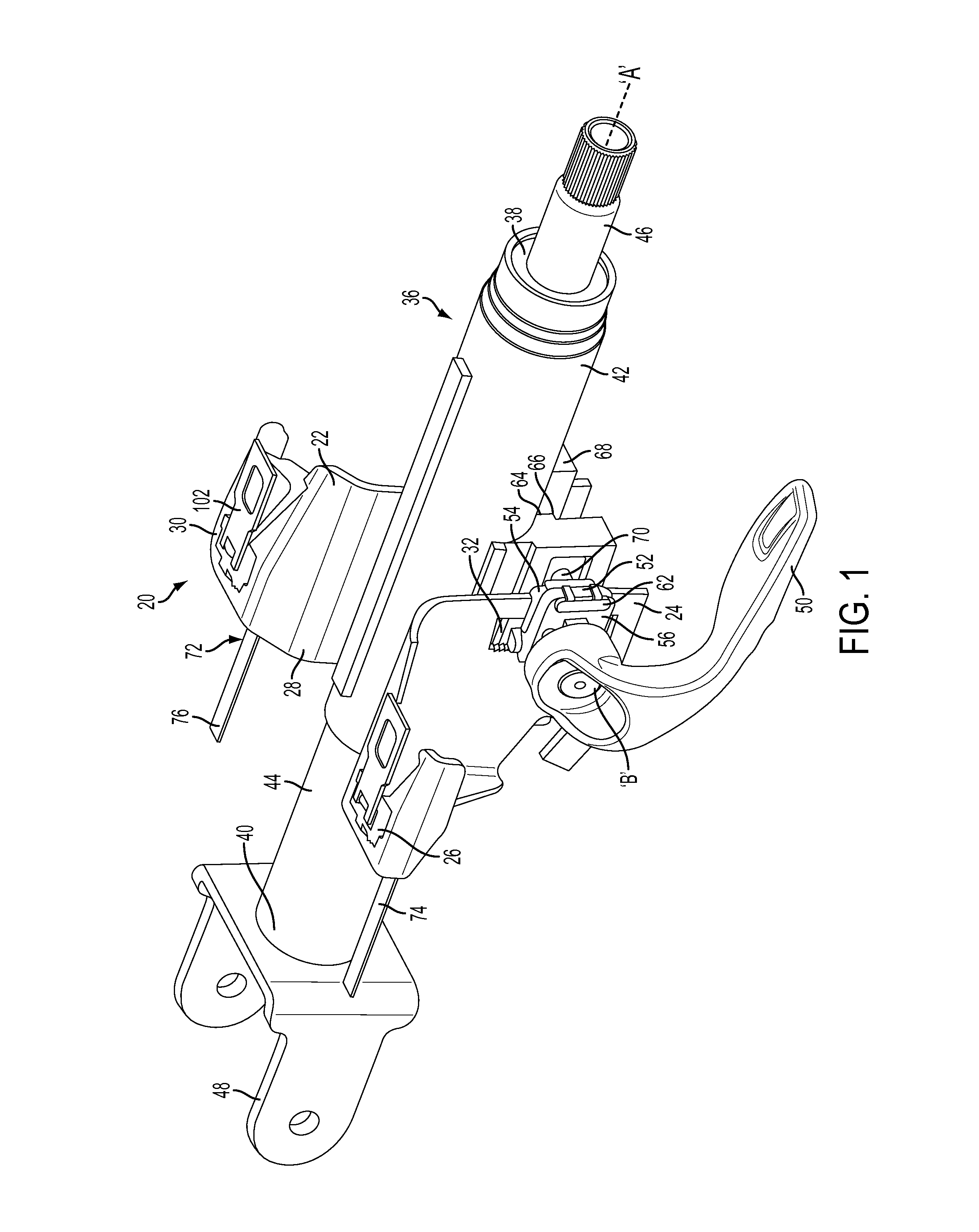 Crash release mechanism for automotive steering column