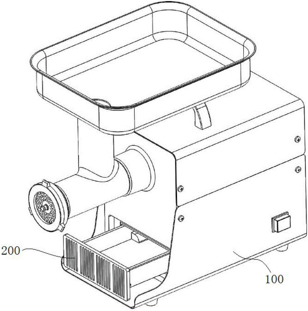 Press rebounding type storage drawer of meat grinder