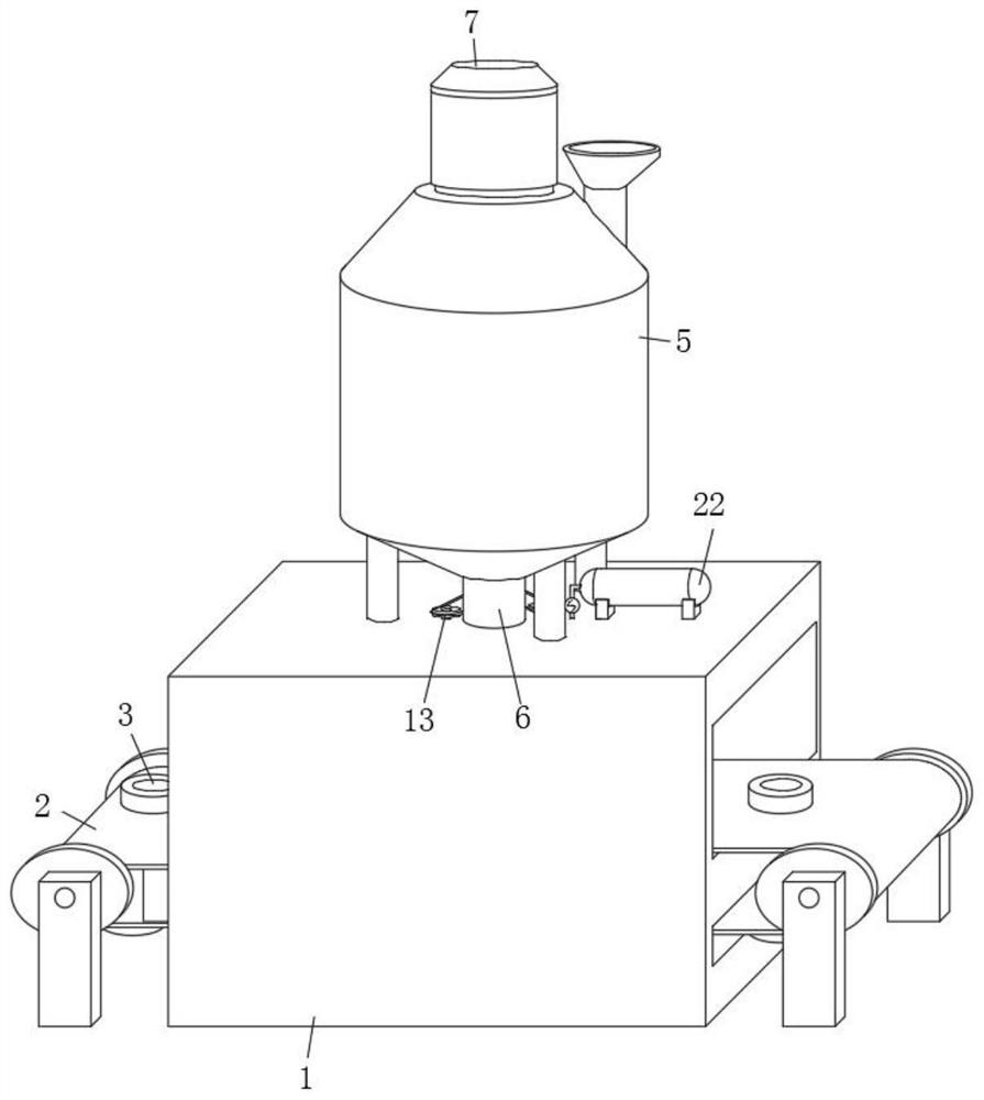 A filling device for glutinous rice lotus root processing