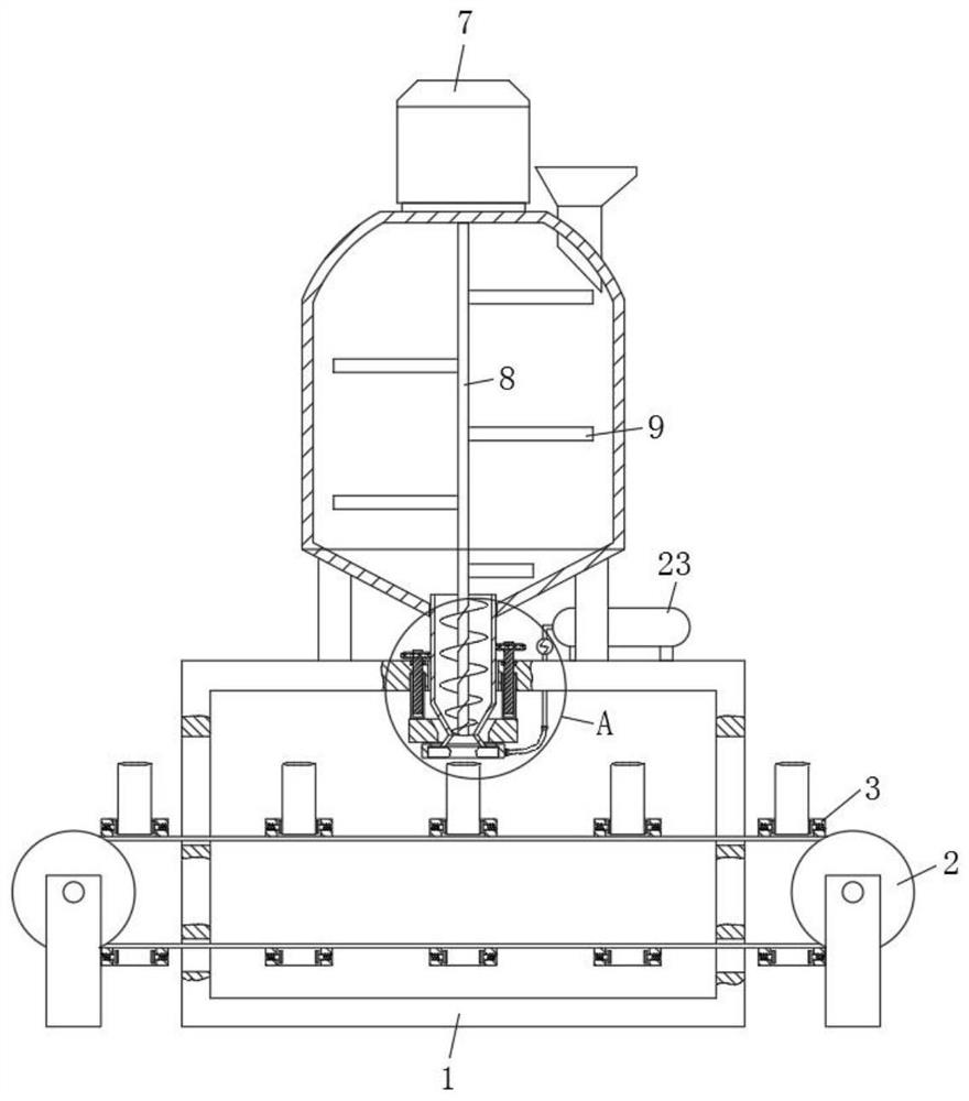 A filling device for glutinous rice lotus root processing