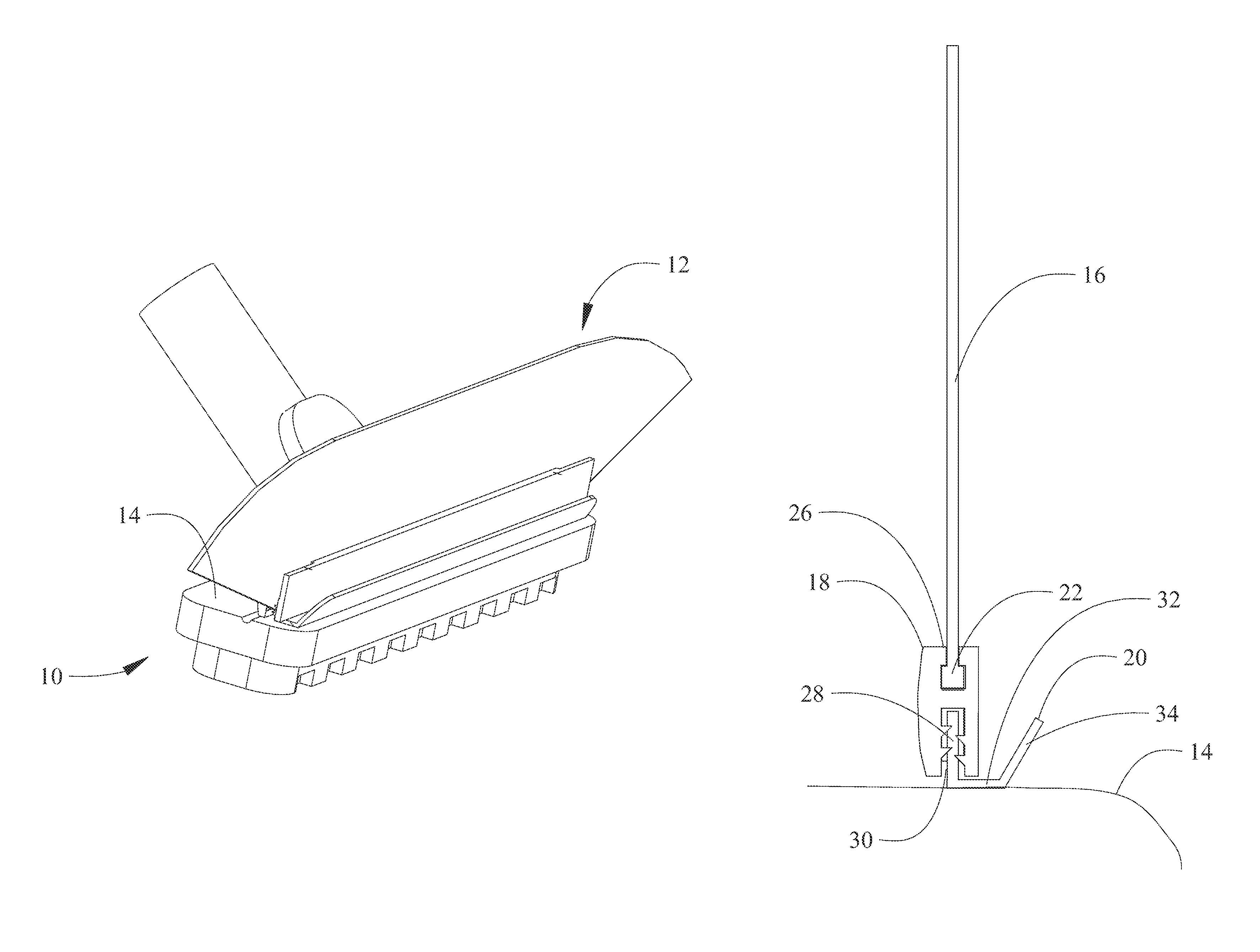 Upward extending brush for floor cleaner