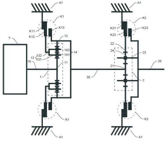 Double row transmission mechanism and powertrain