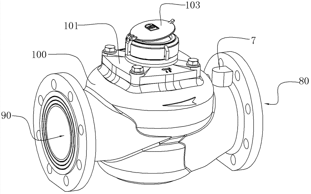 Vertical spiral wing type water metering device