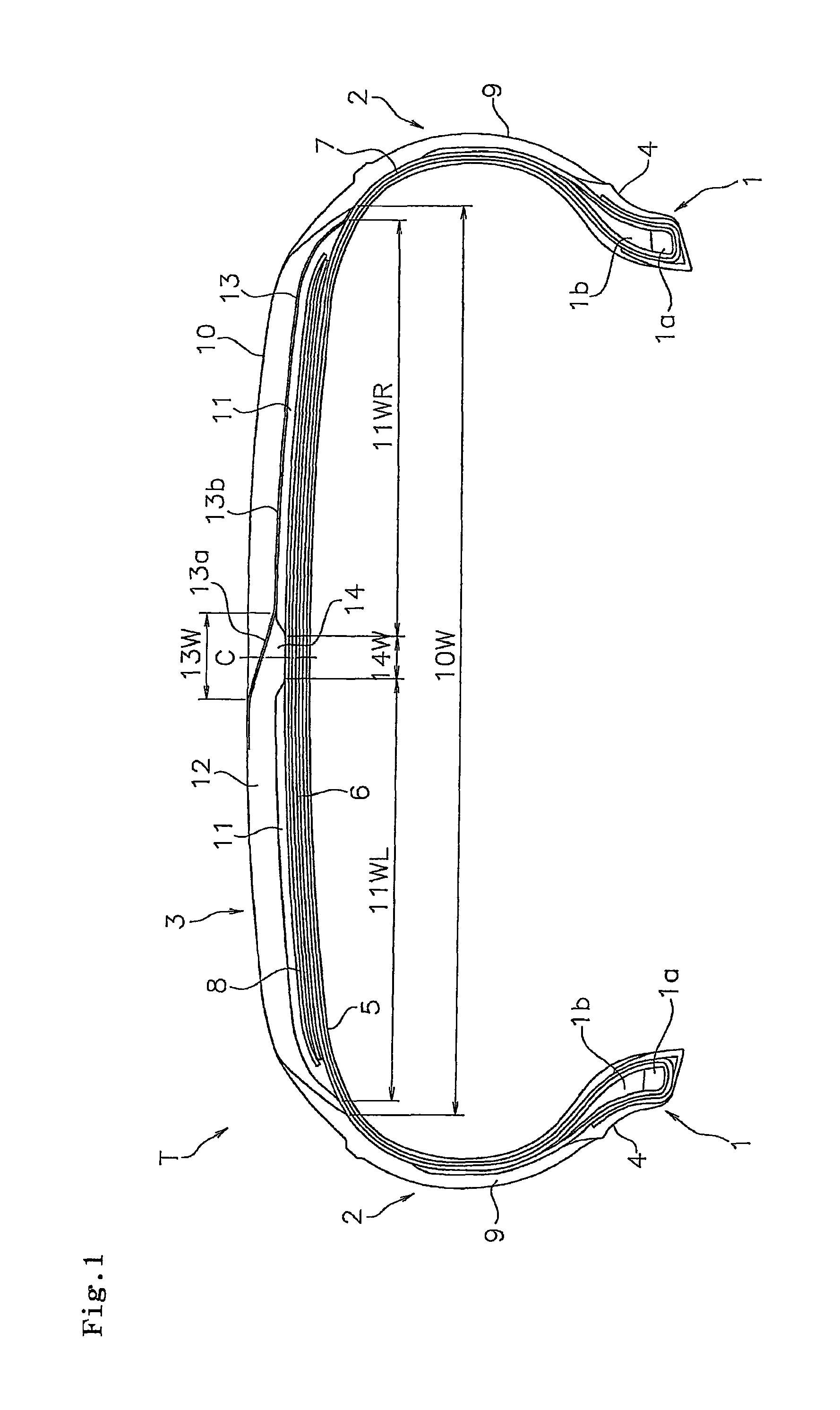 Pneumatic tire with tread having cap portion, segmented base portion and conductive portion