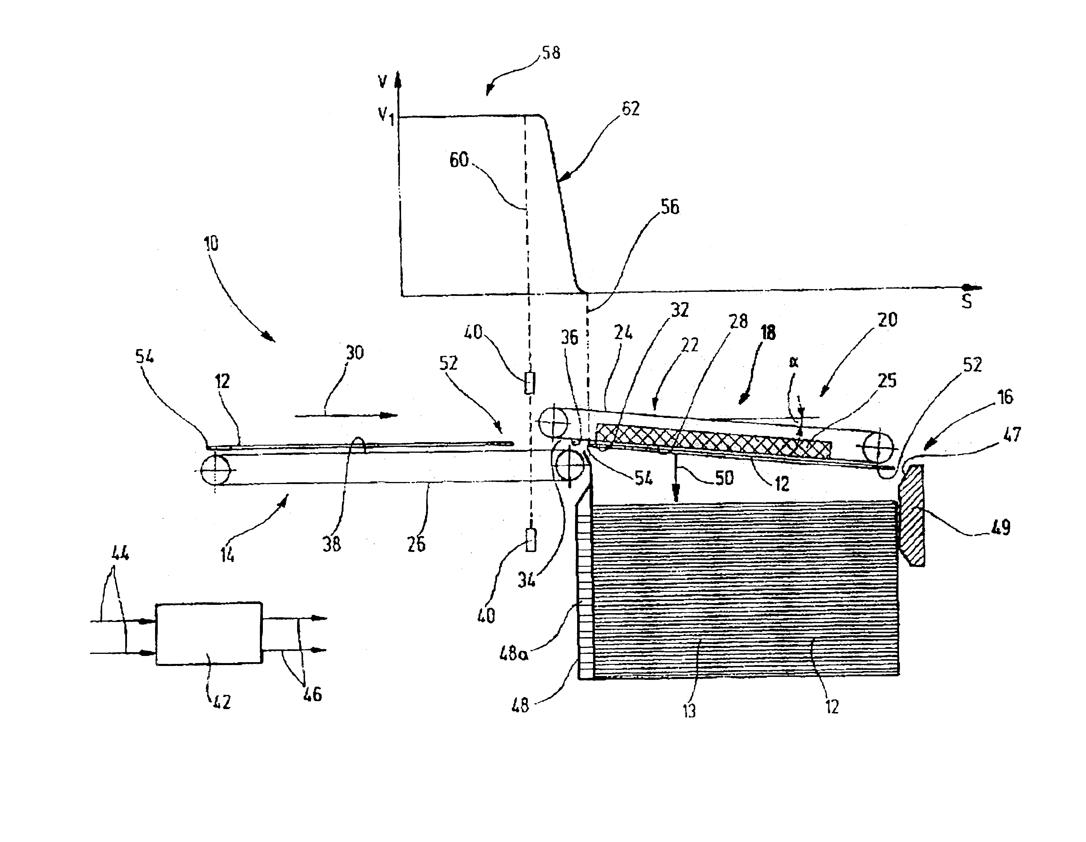 Apparatus for transporting and stacking goods, in particular in the form of plates, and corresponding process