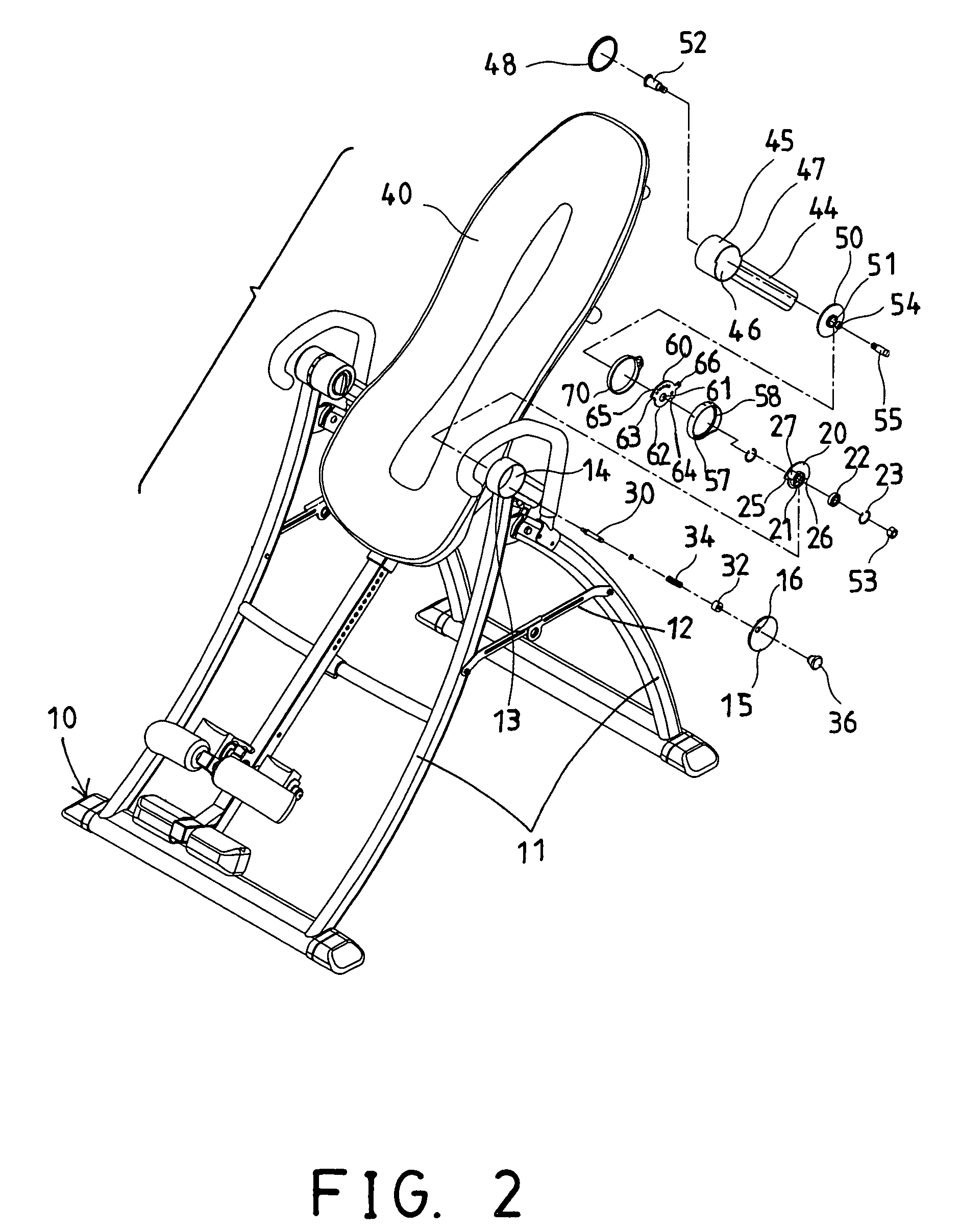 Angle adjusting mechanism for tilting inversion exerciser