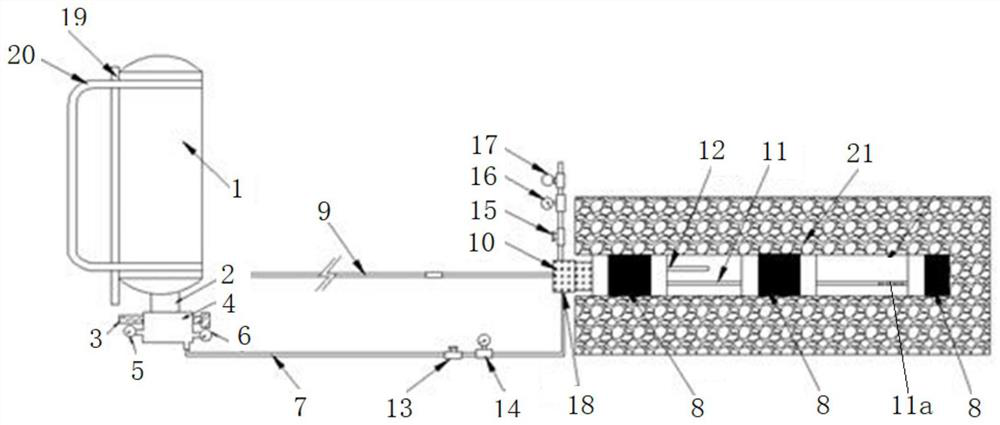 Device and method for in-situ rapid testing of coal seam permeability by portable through-bed drilling