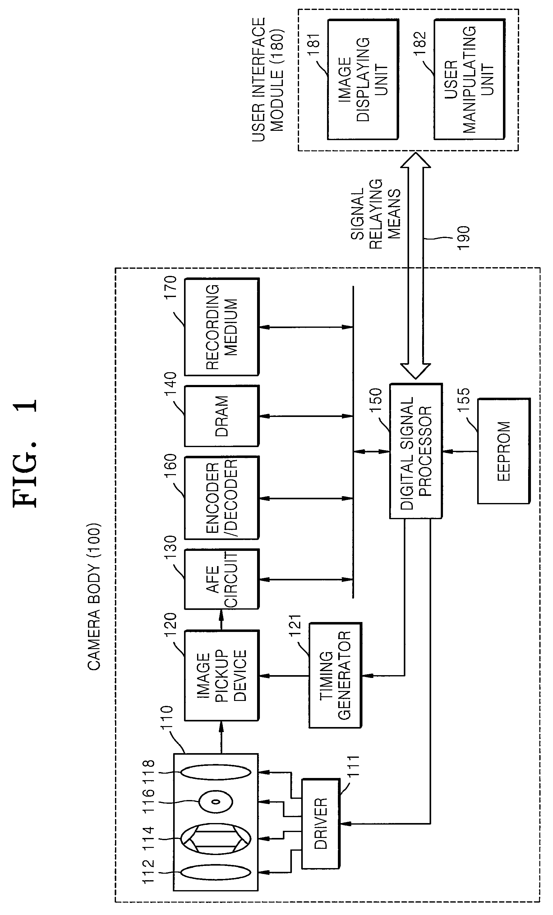 User interface module for digital camera and digital camera including the same