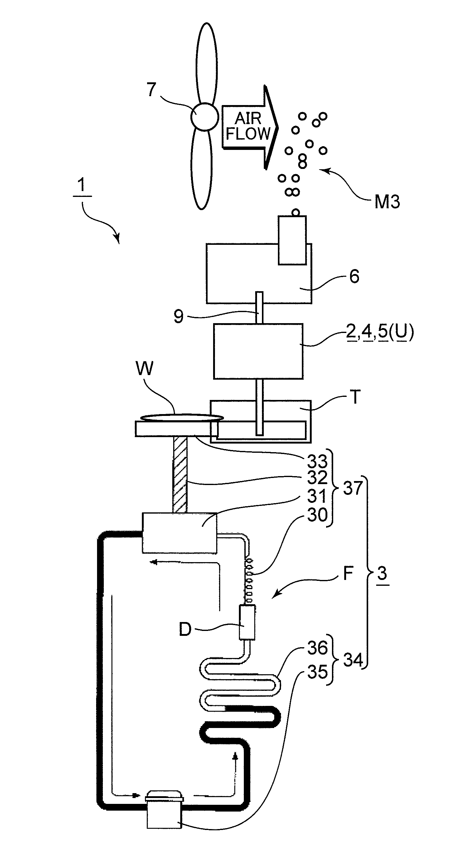 Reduced water mist generating device and electric apparatus