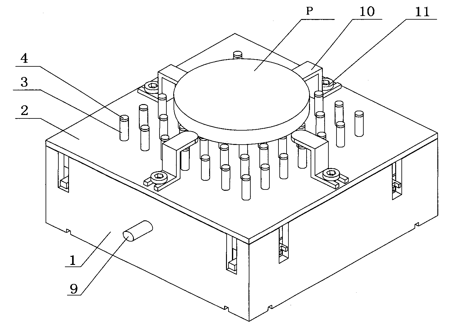 Hydraulic split block structure positioning clamp of free curve surface work pieces