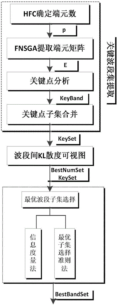 Method and device for selecting hyperspectral image band based on key band extraction