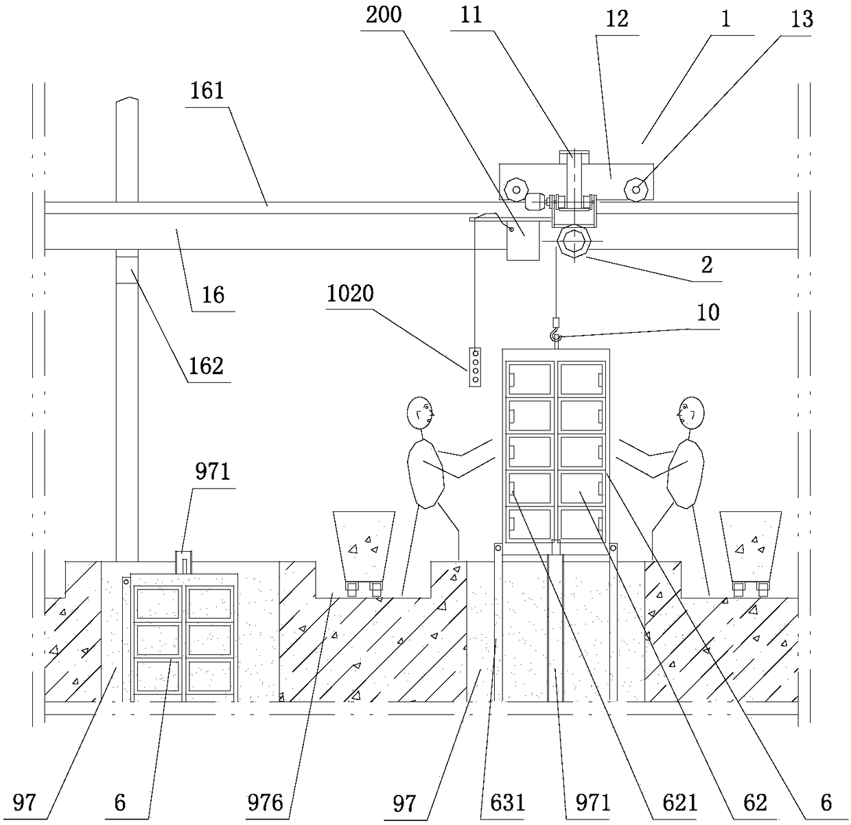 Shore breeding feeding system with drawer type breeding boxes and gate device