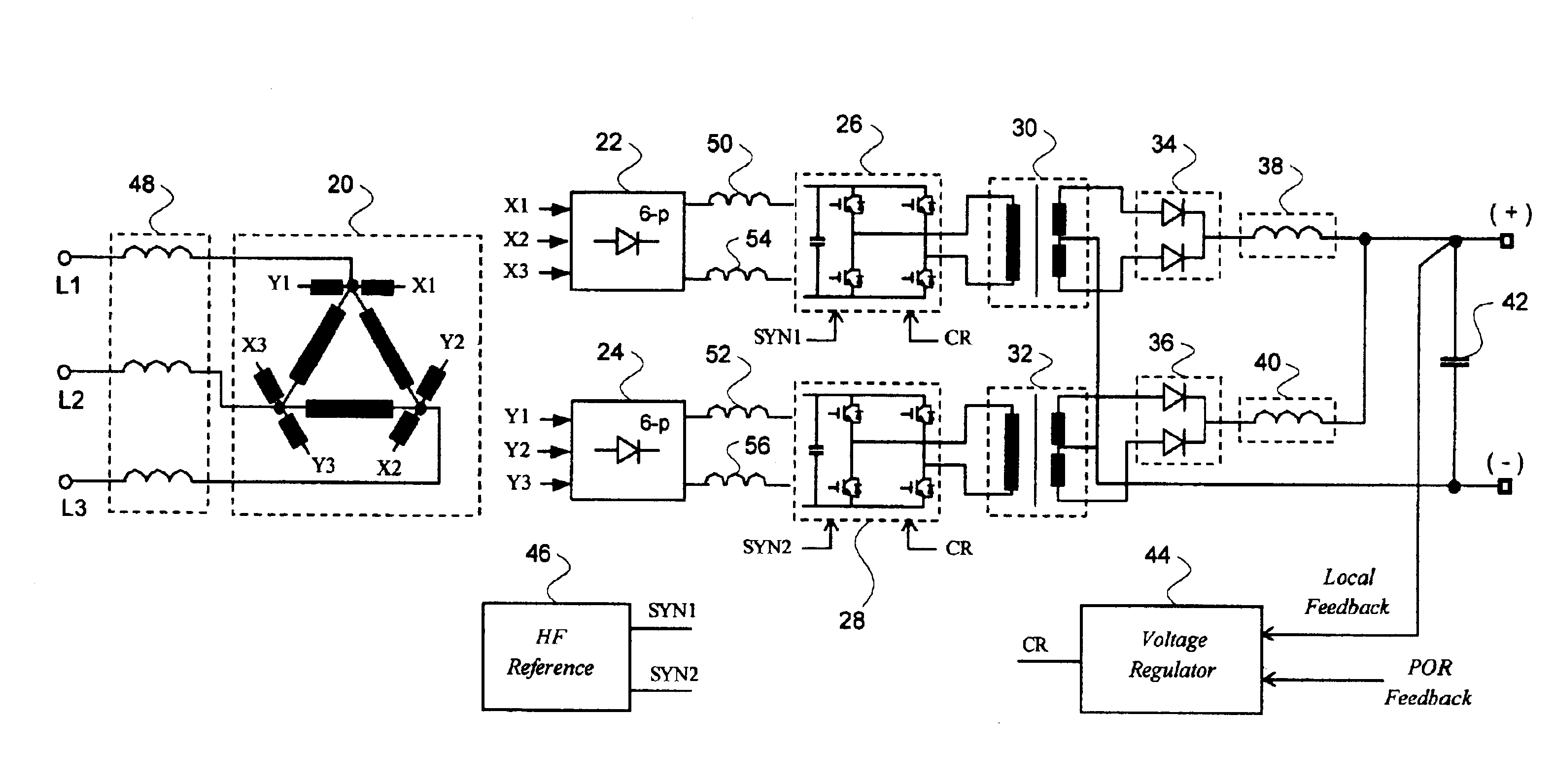 Regulated AC to DC converter for aerospace applications