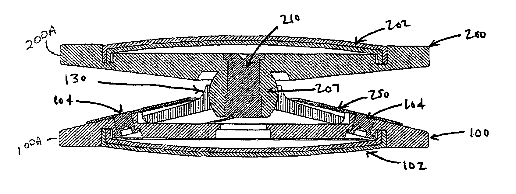 Spinal baseplates with ball joint coupling and a retaining member