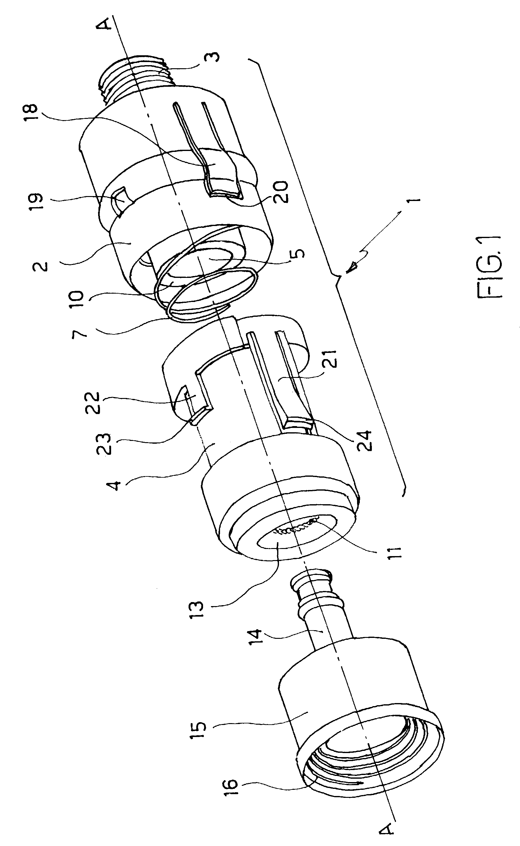 Fast coupling for irrigation systems, particularly domestic irrigation systems