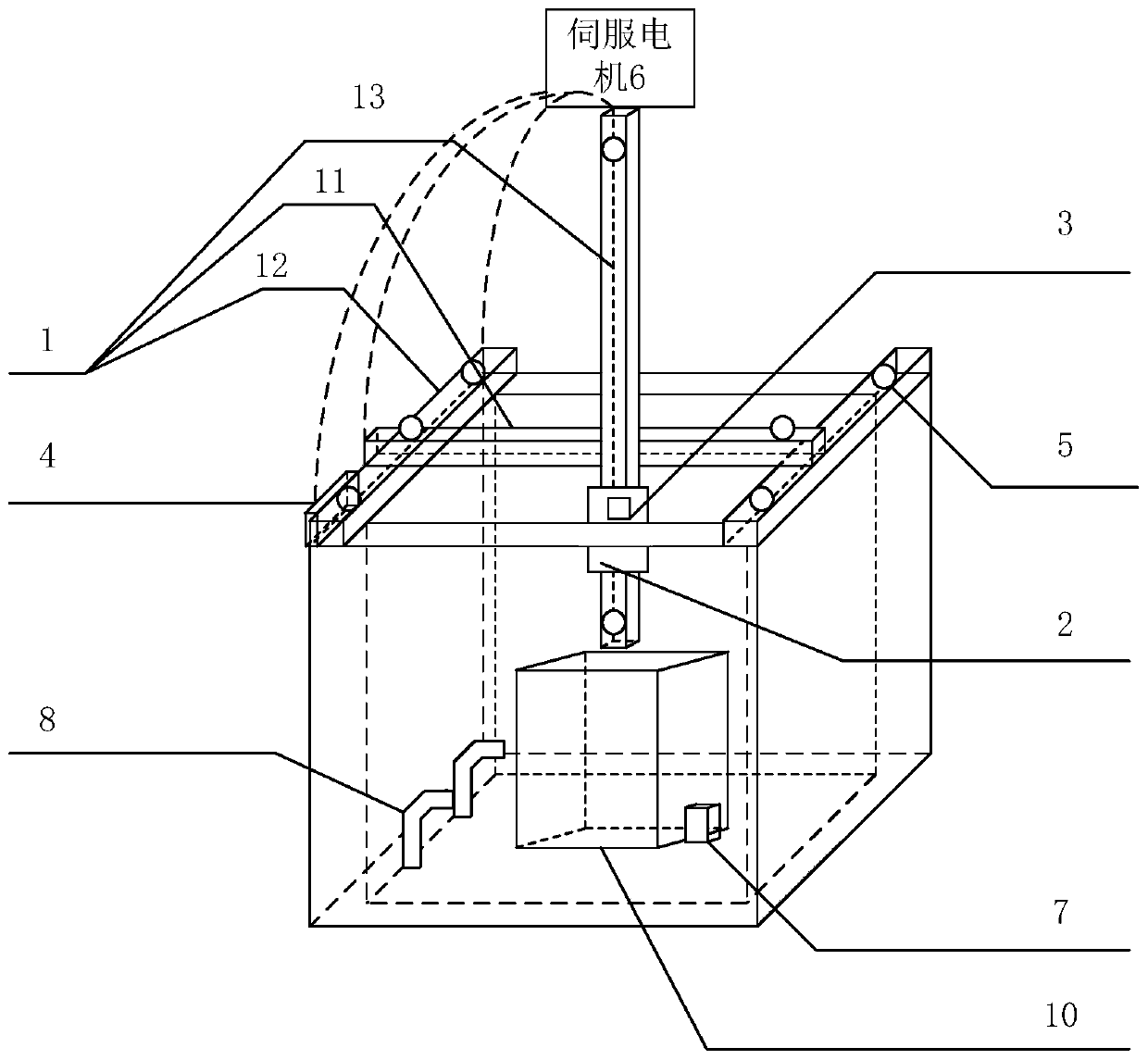 High-precision radiation field scanning device adapted to multiple water tanks