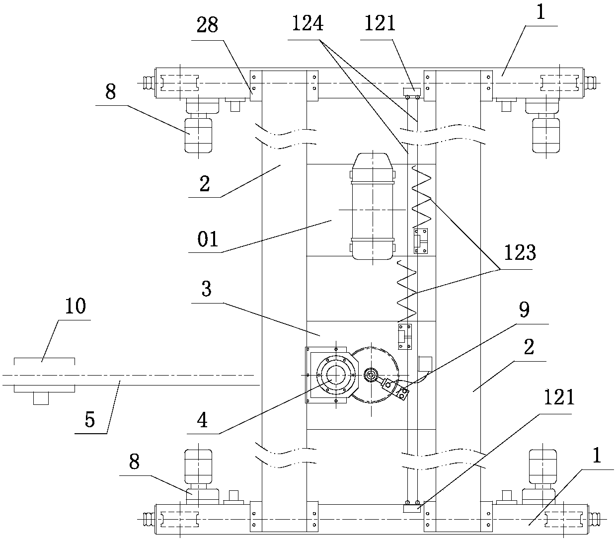 Cantilever crane provided with lifting trolley and suspension trolley and capable of rotating at any angle