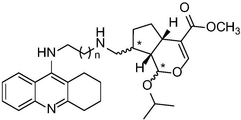 CHR20/21-tacrine heterozygote compound as well as preparation method and application thereof