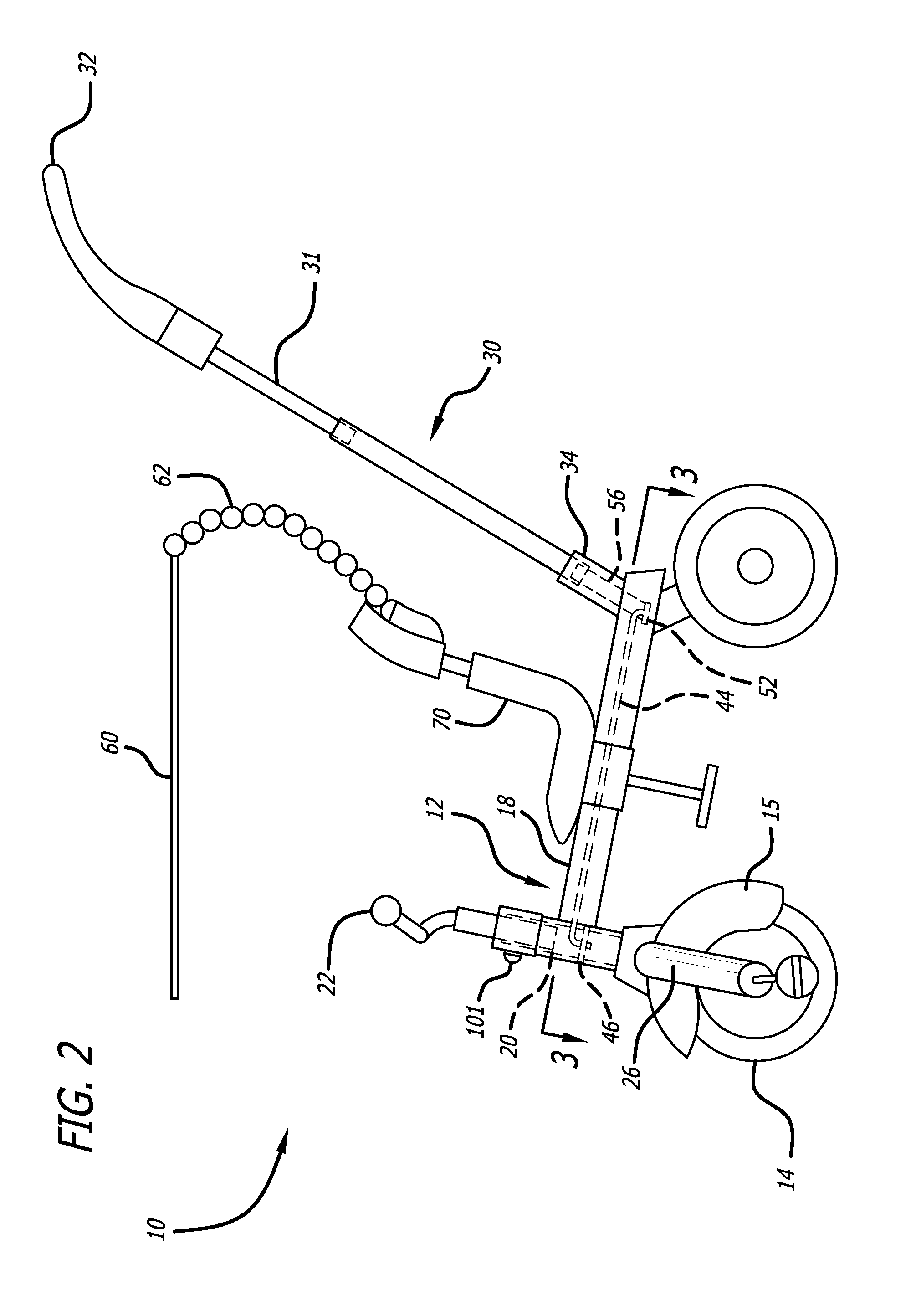 Parent steerable tricycle with internal steering limiter