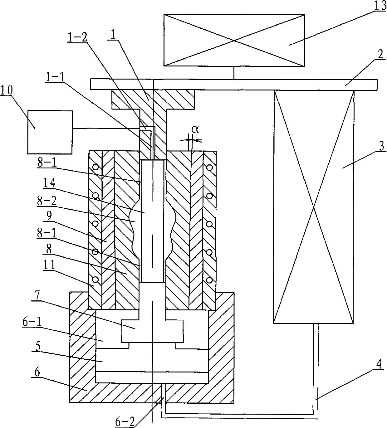 Device and method for internal pressure forming of reducer pipes