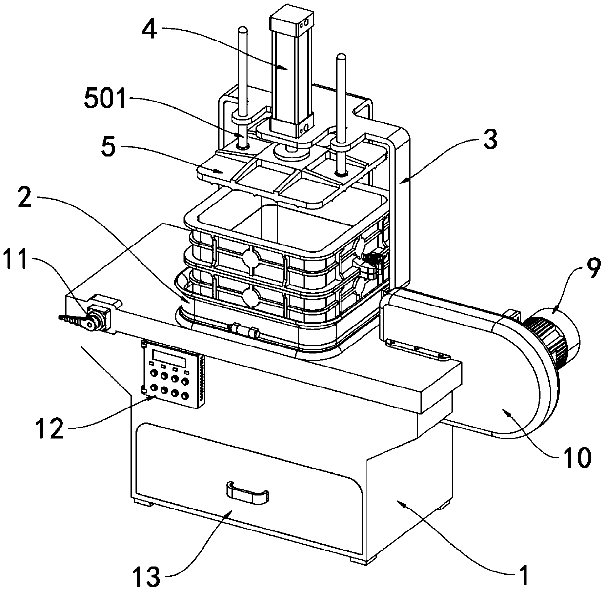 Auxiliary device for casting sand discharge after casting forming of castings