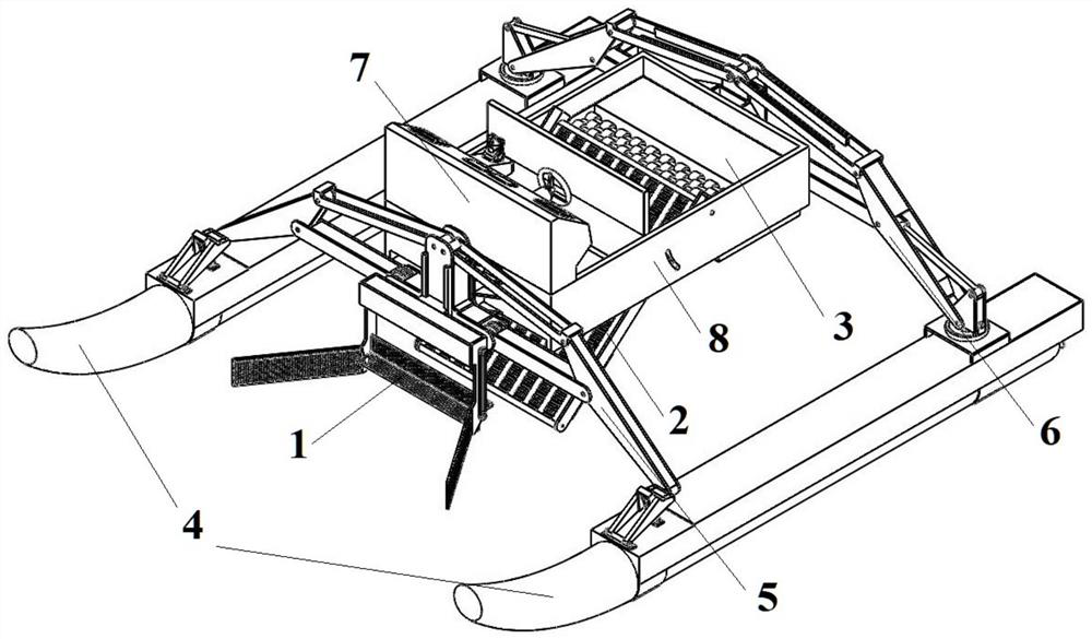 A retractable water surface garbage cleaning ship