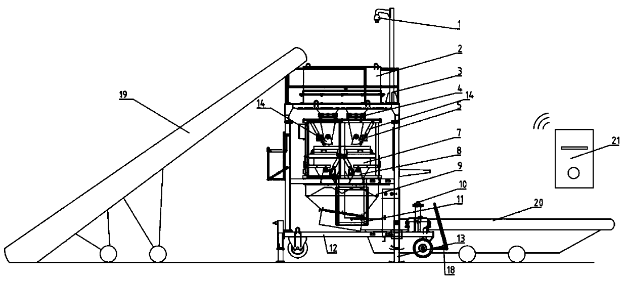 Bulk grain metering weighing system