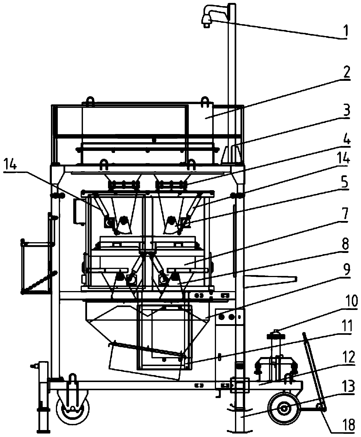 Bulk grain metering weighing system