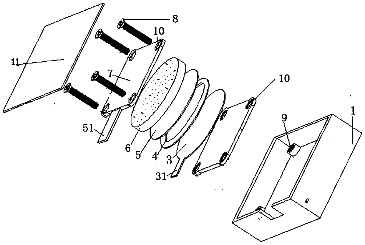 An all-in-one boxed fdmov composite assembly with an air discharge structure