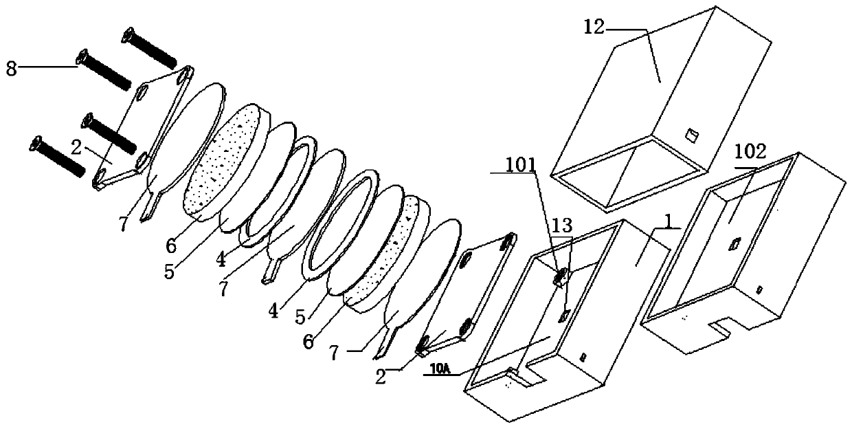 An all-in-one boxed fdmov composite assembly with an air discharge structure