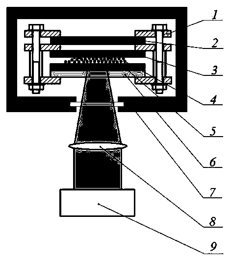 Metal porous membrane preparation device based on laser shock wave effect