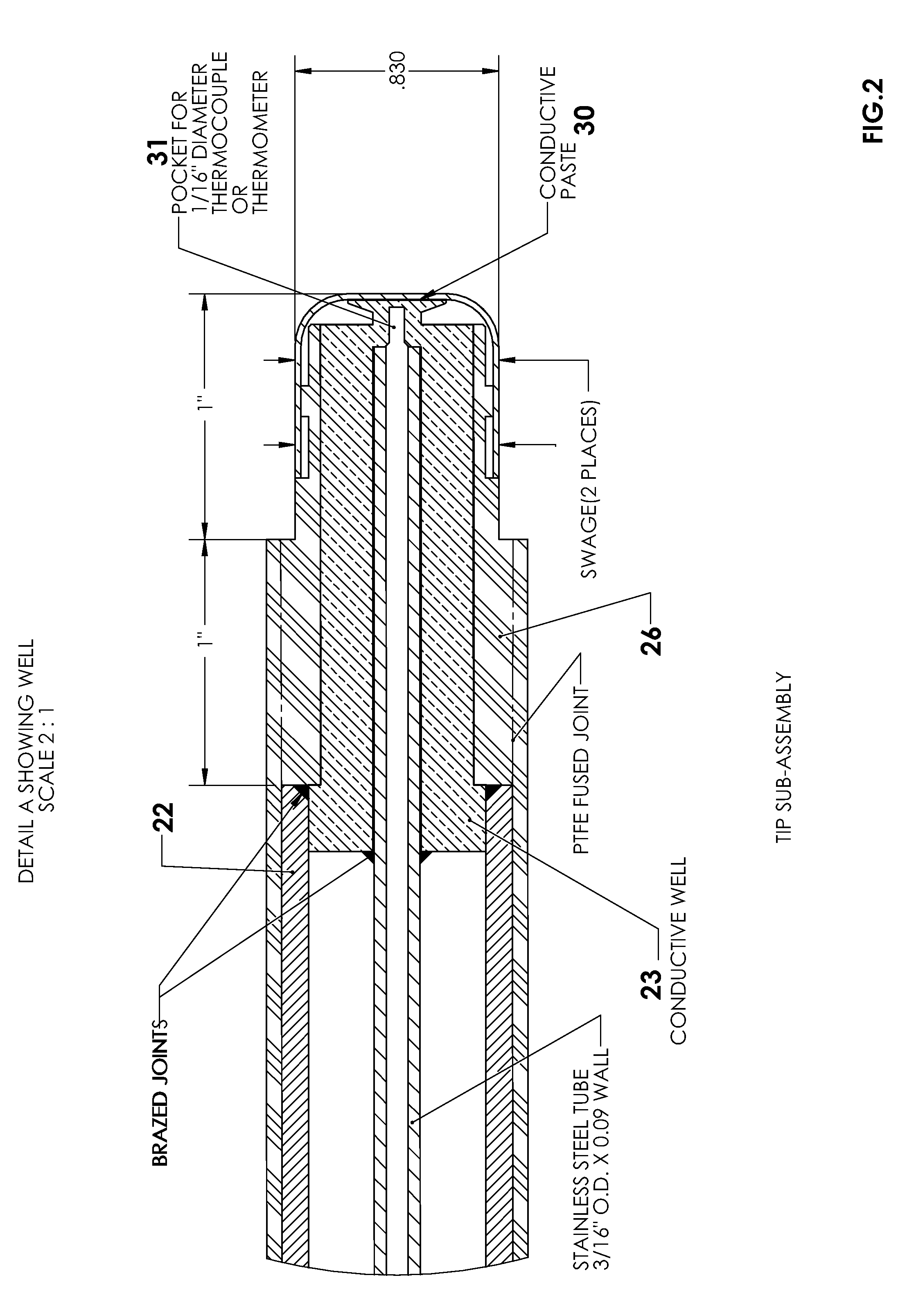 PTFE jacketed tantalum tipped thermowell