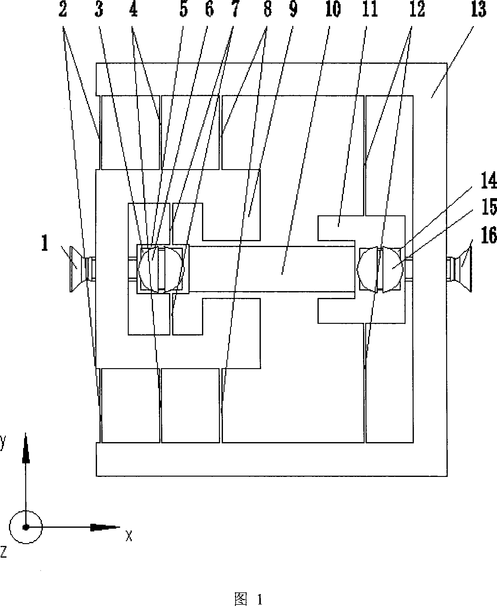 Micro drafting device for testing test piece material nano metric mechanical properties