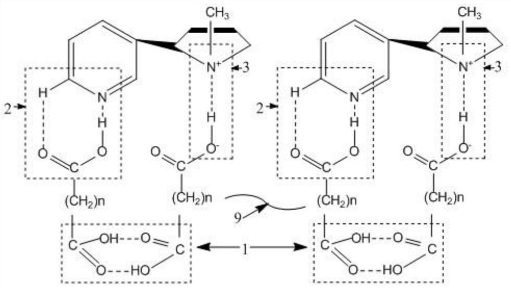 Gel based on long-chain alkyl binary fatty acid nicotine salt gelling agent