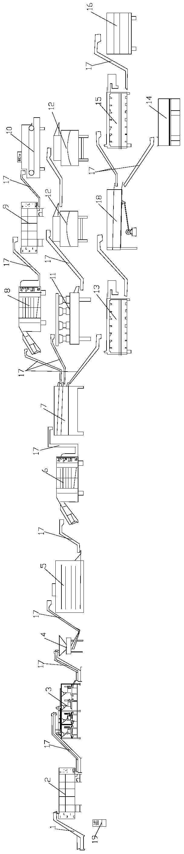 A continuous black tea production line that simultaneously produces multiple tea shapes