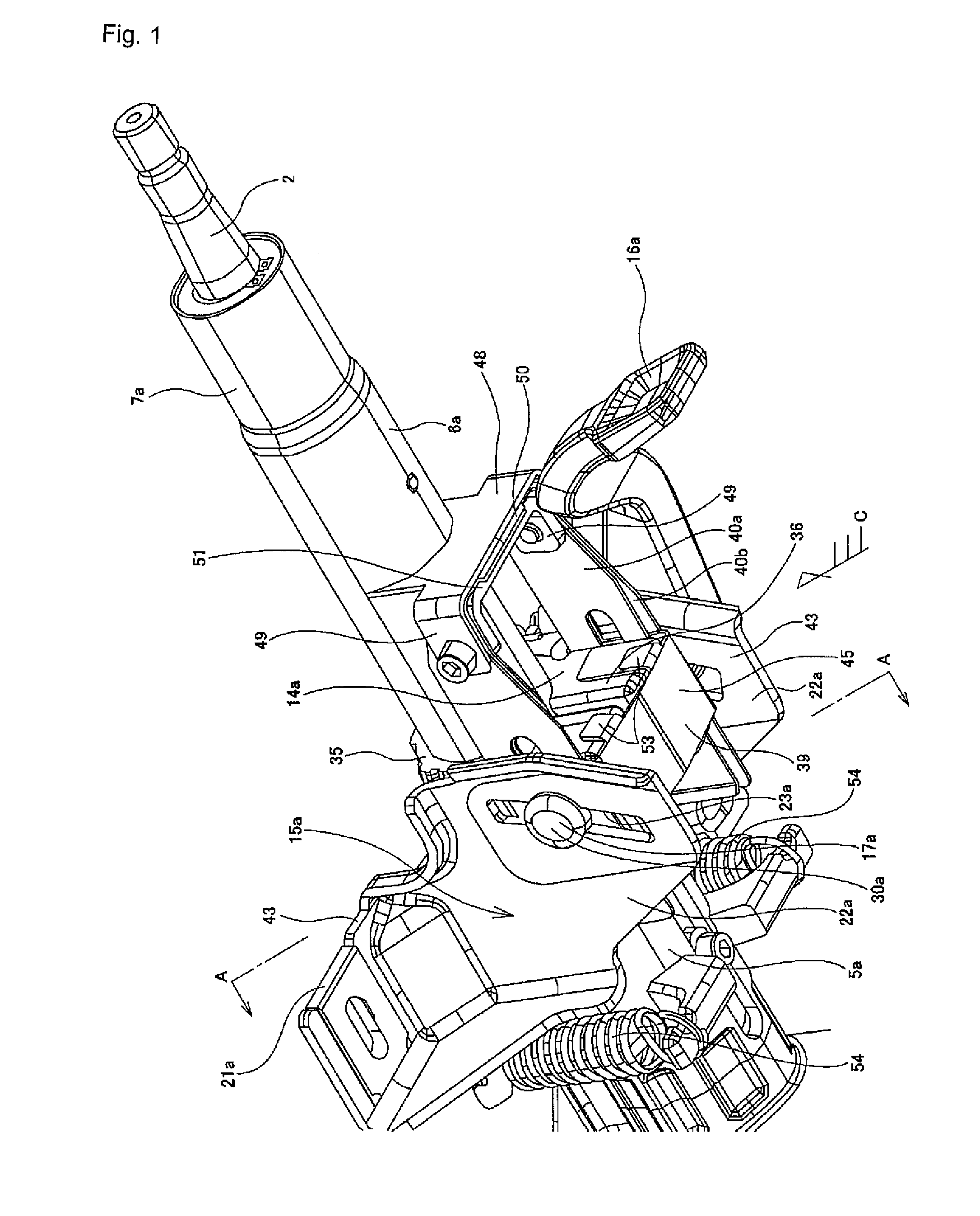 Position adjusting device for steering wheel