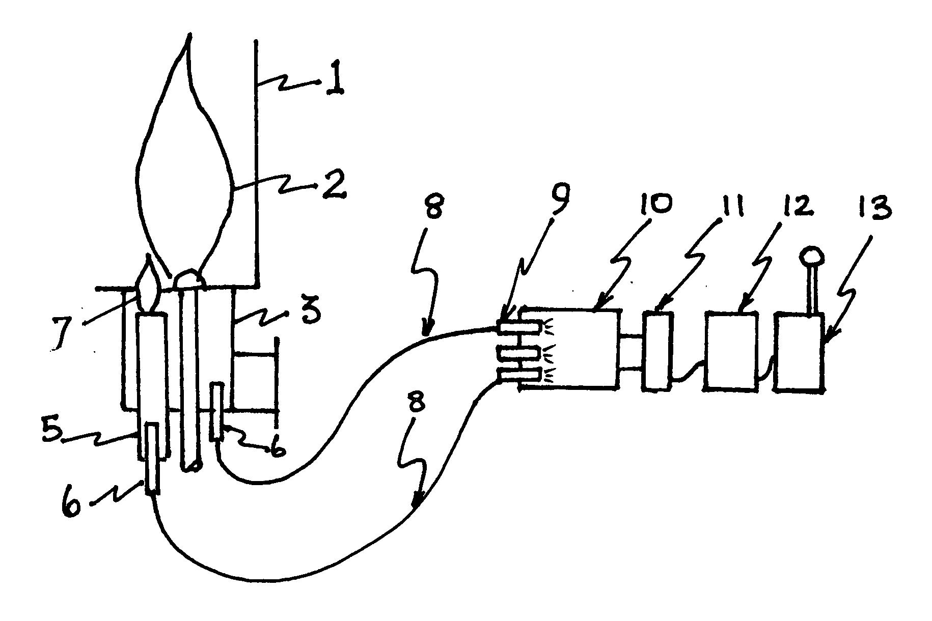 Monitoring of flames using optical fibers and video camera vision system