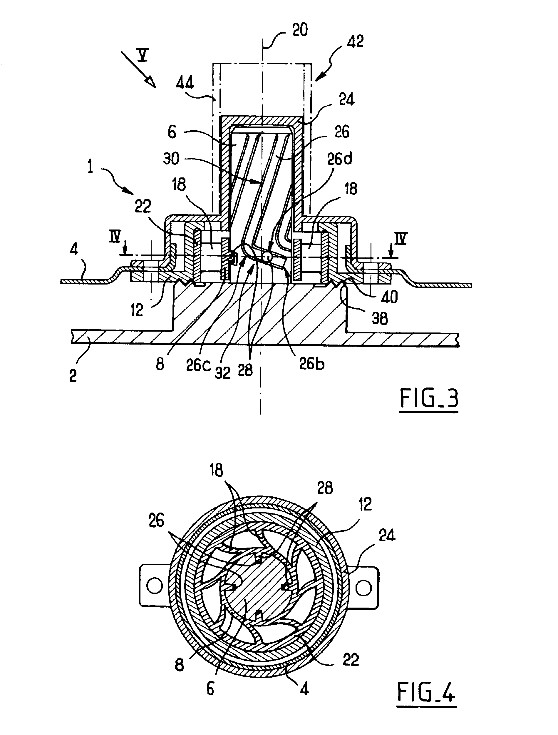 Fixing assembly with helical ramp