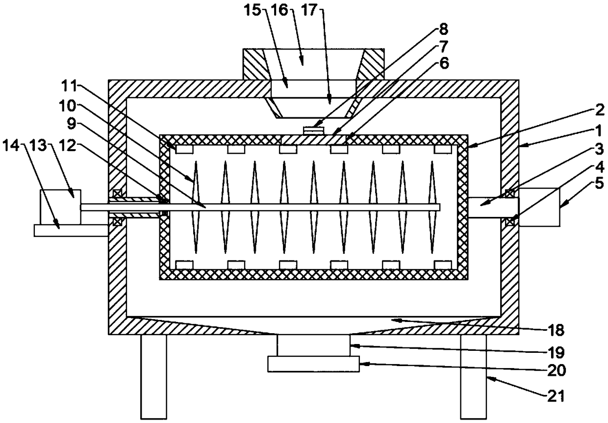 Environmentally-friendly solid waste treatment device based on cyclic crushing technology